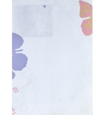 White pink blue green color floral design poly fab roller blind   109402